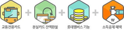 교통전용카드+분실카드 잔액환불+롯데멤버스기능+소득공제 혜택